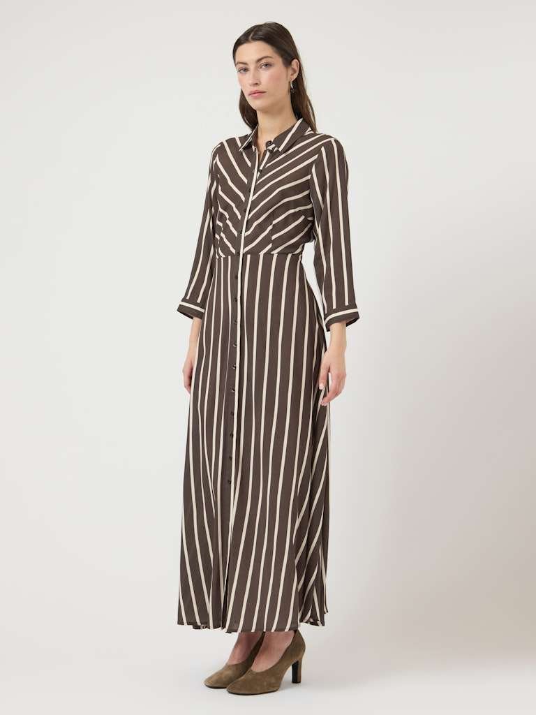YAS SAVANNA LONG SHIRT DRESS S, Skjortekjole. NOOS, Chocolate Brown/Thin( Obs: Vi venter inn en sending til) - Bilde 3