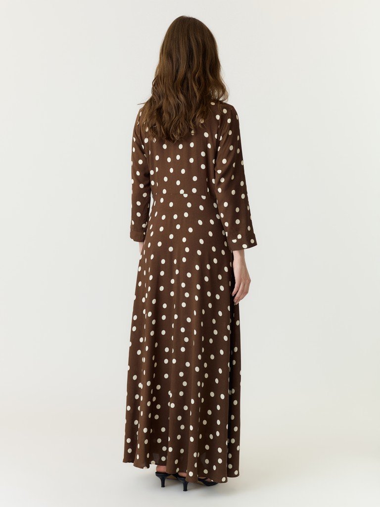 YAS SAVANNA LONG SHIRT DRESS S, Skjortekjole. NOOS, Pinecone Ecru dots print - Bilde 8