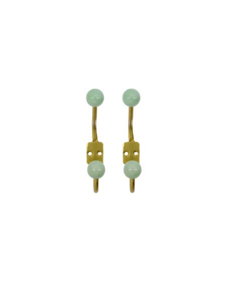 House Doctor Knagger I Messingfarget Med Aquafargede Knotter, Sett av 2