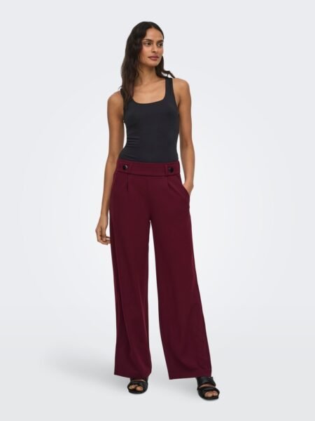JDY GEGGO LIFE NEW LONG PANT JRS NOOS- Bukse, Windsor Wine, Black Button