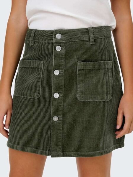 JDY SHIRAZ CORDUROY SKIRT PNT NOOS, MINISKJØRT Kordfløyel, Forest Night/Grønn