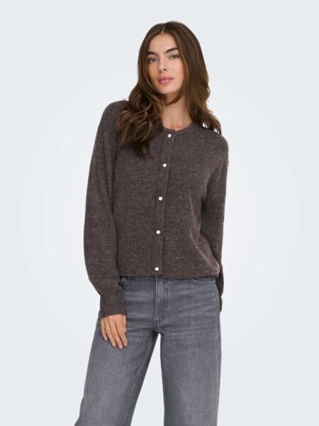 JDY LUMI LIFE L/S BUTTON CARDIGAN KNT, Bracken MELANGE