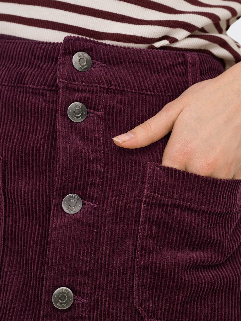 JDY SHIRAZ CORDUROY SKIRT PNT NOOS, MINISKJØRT Kordfløyel, Fig/Burgunder - Bilde 2