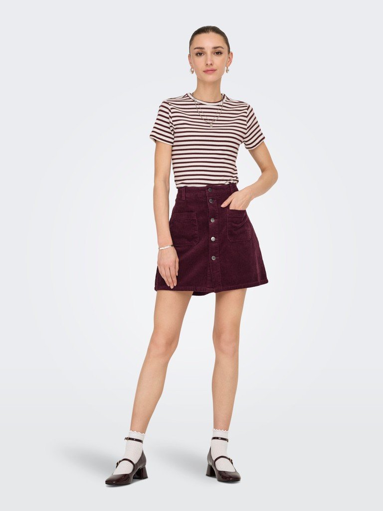 JDY SHIRAZ CORDUROY SKIRT PNT NOOS, MINISKJØRT Kordfløyel, Fig/Burgunder - Bilde 4
