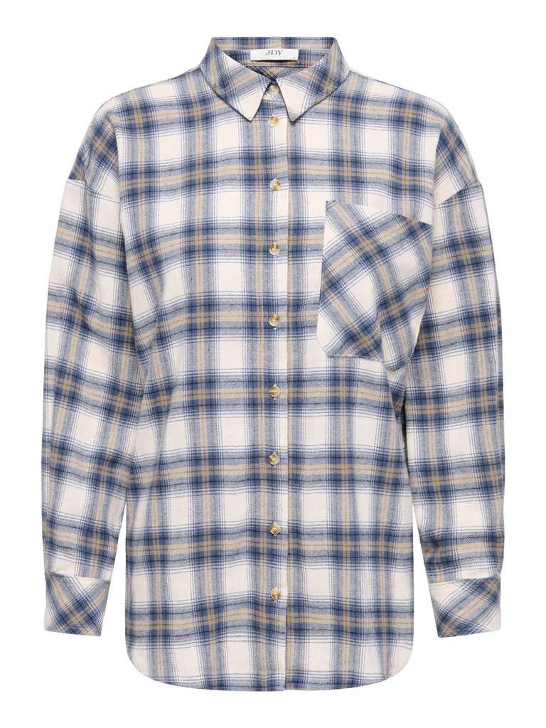 JDY MAUVE L/S CHECK LOOSE SHIRT, Flanellskjorte, Whitecap Gray BIJOU BLUE CHECK - Bilde 3