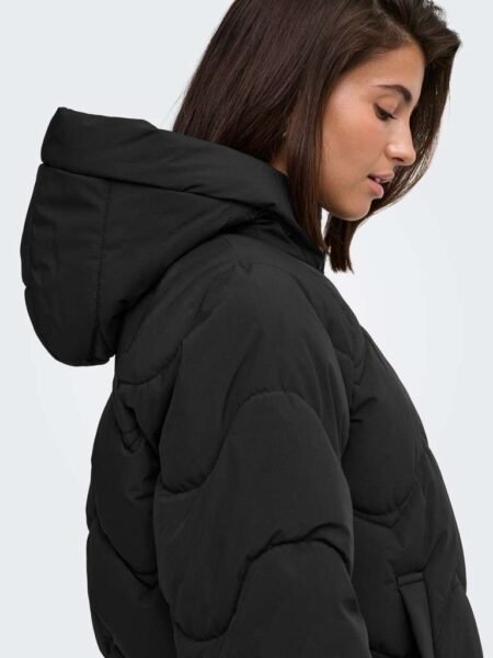 JDY POWER SHORT HOOD PUFFER OTW HAB, Boblejakke, Black/svart
