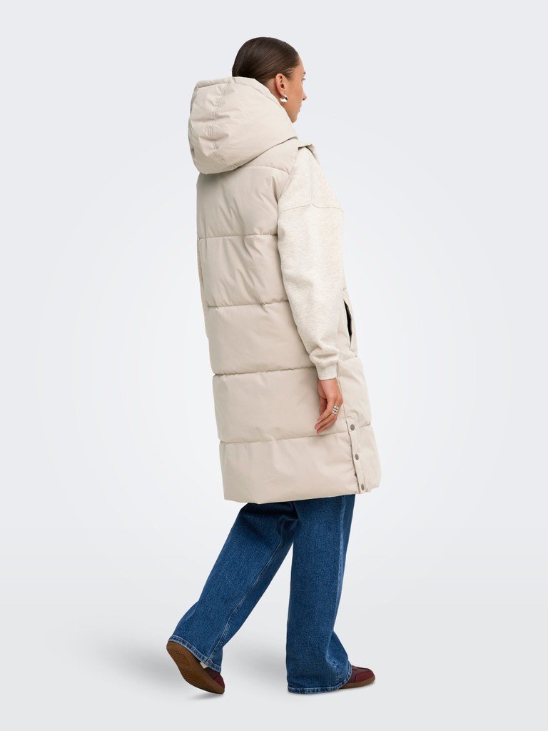 JDY BLAIR LONG HOOD WAISTCOAT OTW NOOS, BOBLEVEST, Silver Lining CONTRAST WALNUT/Beige - Bilde 4