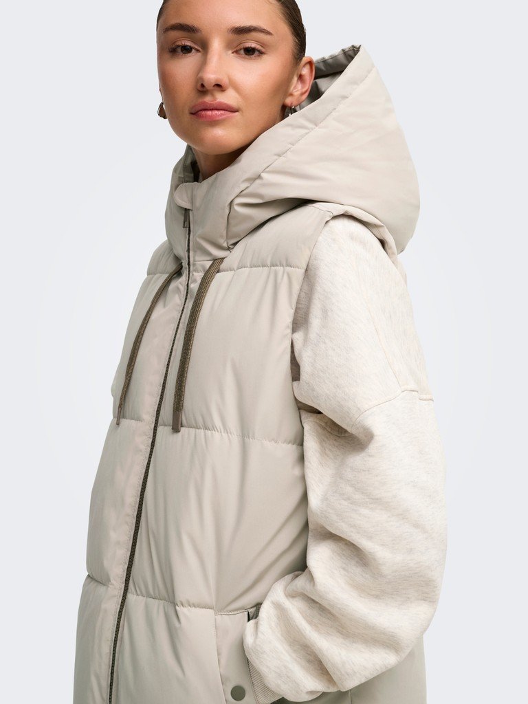JDY BLAIR LONG HOOD WAISTCOAT OTW NOOS, BOBLEVEST, Silver Lining CONTRAST WALNUT/Beige - Bilde 5