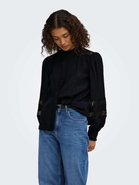 JDY KARO L/S SHIRT WVN, Bluse, I viskose, Black, Sort