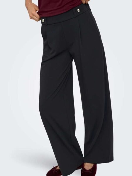 JDY GEGGO LIFE NEW LONG PANT JRS NOOS, BUKSE, Black GOLD BUTTONS/Svart