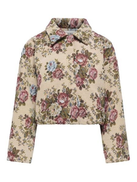 JDY FLOLA L/S JACQUARD JACKET , Jakke, Crème Brûlée_FLOWER JACQUARD