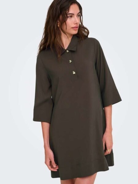 JDY MOLLY 3/4 DRESS WVN, Kjole, Mulch/Brun (Kopi)