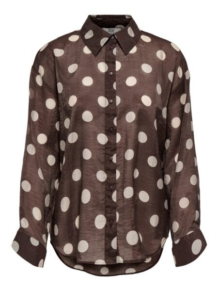 JDY FAY L/S SHIRT WVN, bluse I Lyocell, Coffee Bean CEMENT DOT