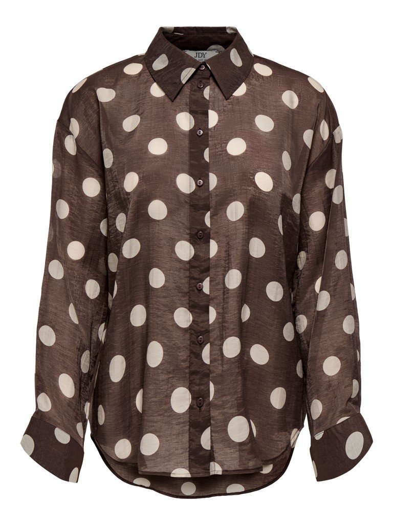 JDY FAY L/S SHIRT WVN, bluse I Lyocell, Coffee Bean CEMENT DOT