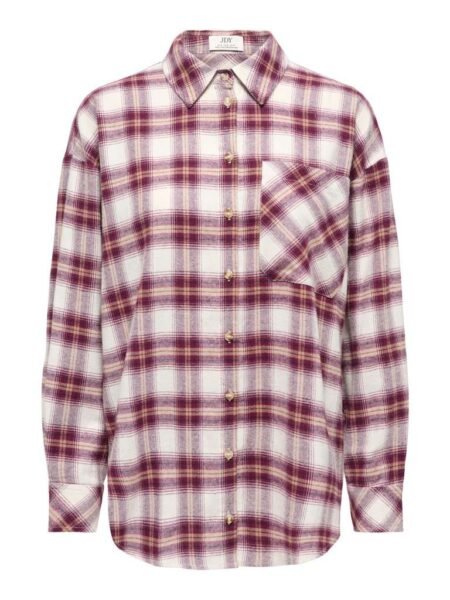 JDY MAUVE L/S CHECK LOOSE SHIRT, Flanellskjorte, Whitecap Gray WINDSOR WINE, Burgunder