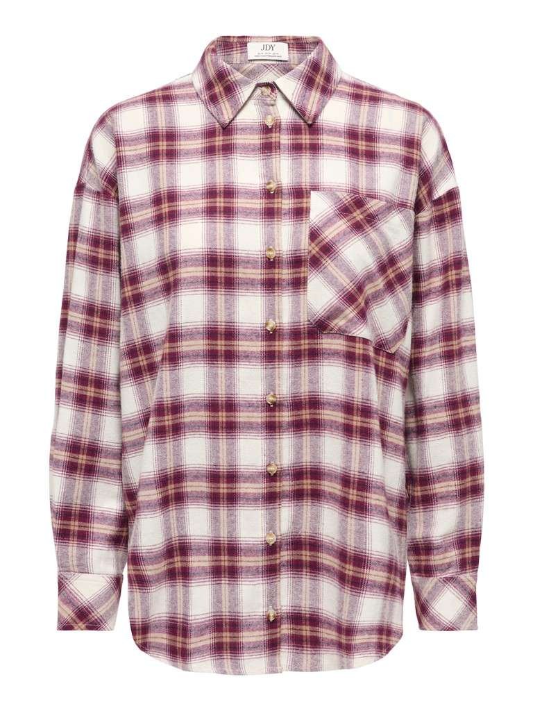 JDY MAUVE L/S CHECK LOOSE SHIRT, Flanellskjorte, Whitecap Gray WINDSOR WINE, Burgunder