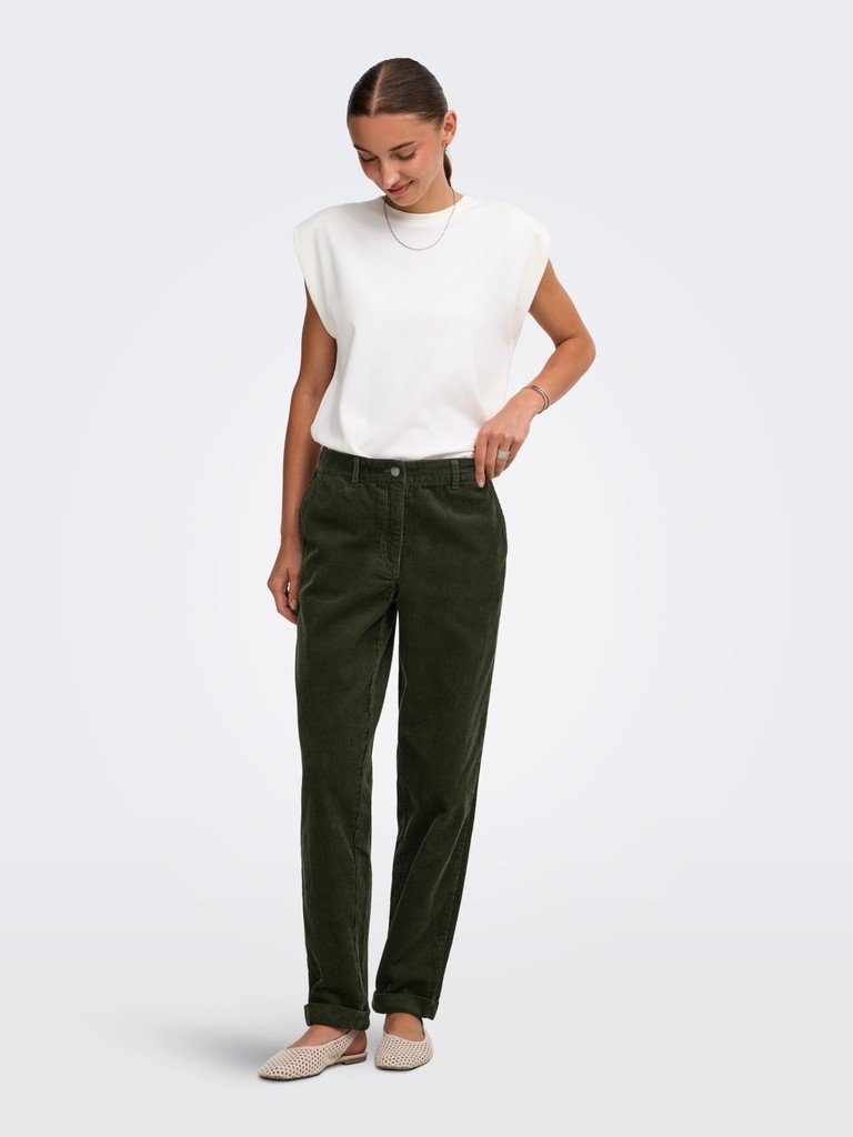JDY SHIRAZ MW ANK PANT PNT, Kordfløyelbukse, Forest Night/Grønn - Bilde 2