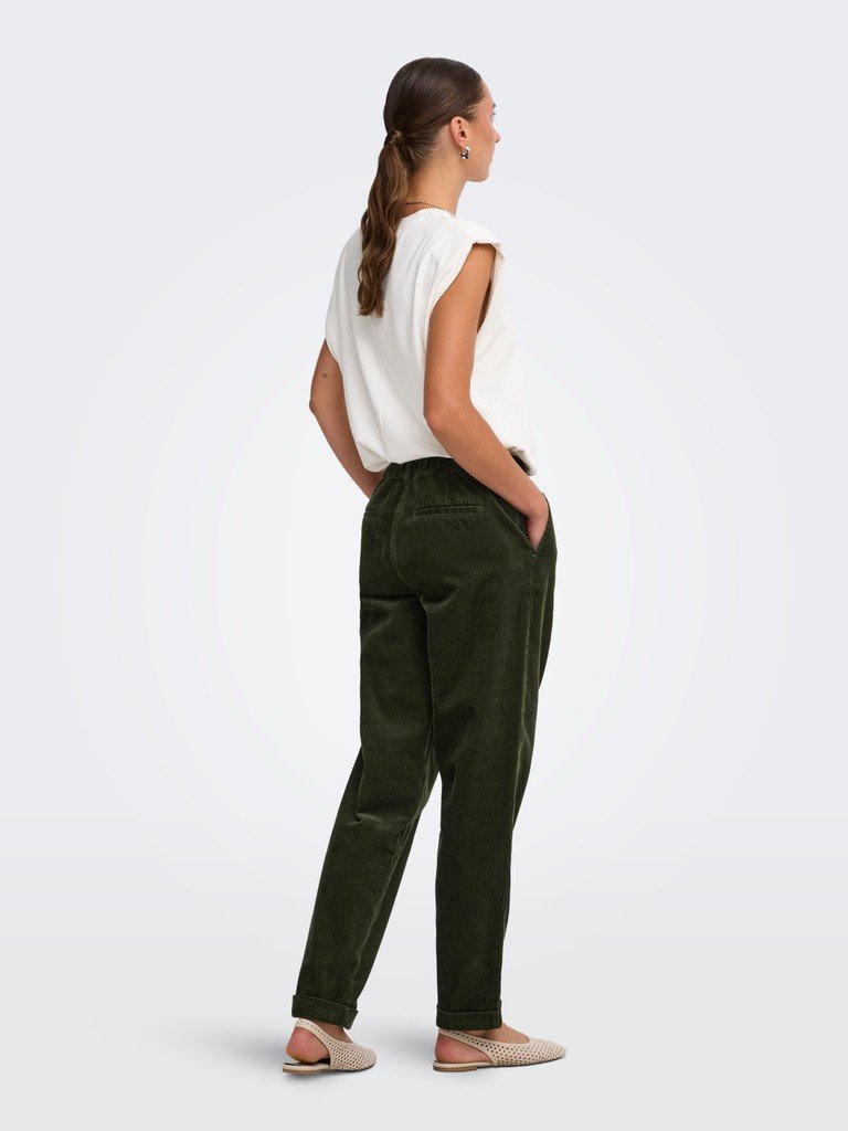 JDY SHIRAZ MW ANK PANT PNT, Kordfløyelbukse, Forest Night/Grønn - Bilde 3