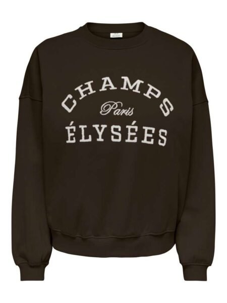 JDY MESA L/S O-NK EMB SWEAT JRS, Genser, Ganache CHAMPS ELUSEES