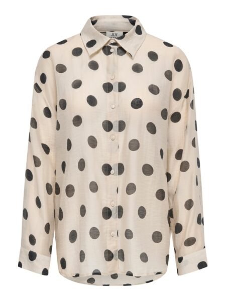JDY FAY L/S SHIRT WVN, bluse I Lyocell, Cement BLACK DOT