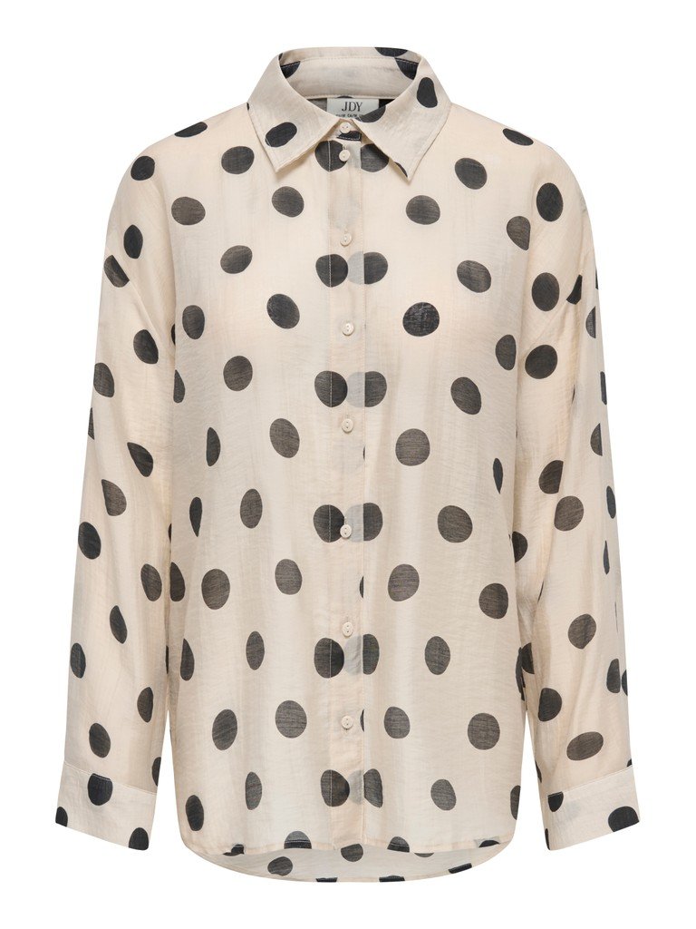 JDY FAY L/S SHIRT WVN, bluse I Lyocell, Cement BLACK DOT