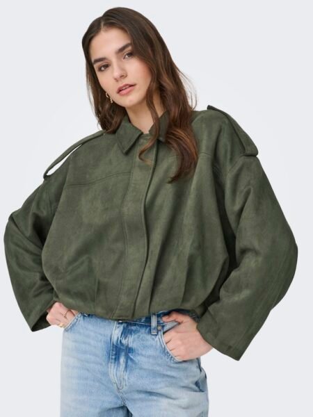 JDY NIA FAUX SUEDE BAT JACKET, Bomberjakke, OTW NOOS, Thyme, Grønn