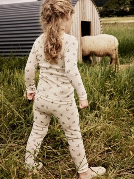 LIL ATELIER, NALU WO/MO LS SLIM TOP LIL, GENSER, Turtledove FLOWER/Blomster, MERINOULL/MODAL