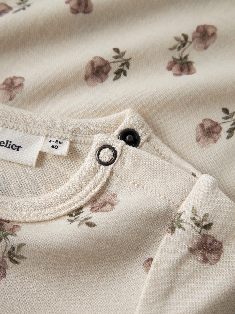 LIL ATELIER, NILO NUN Merinoull / Modal WO/MO LS SLIM BODY LIL NOOS, Turtledove FLOWER - Bilde 2