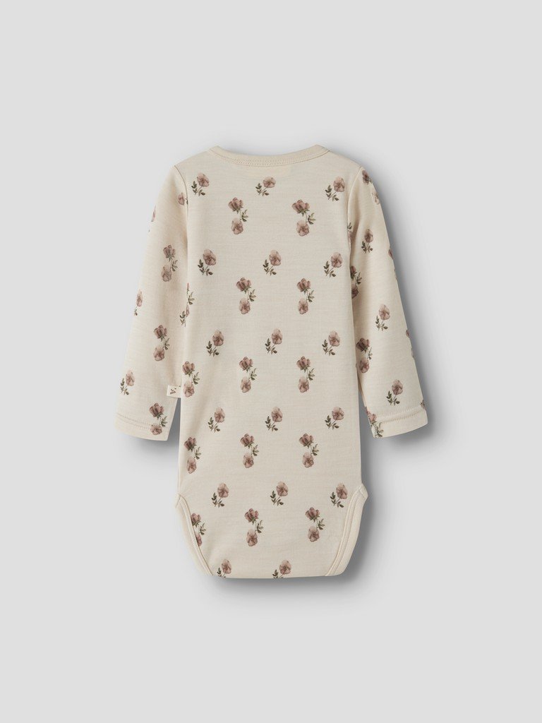 LIL ATELIER, NILO NUN Merinoull / Modal WO/MO LS SLIM BODY LIL NOOS, Turtledove FLOWER - Bilde 4