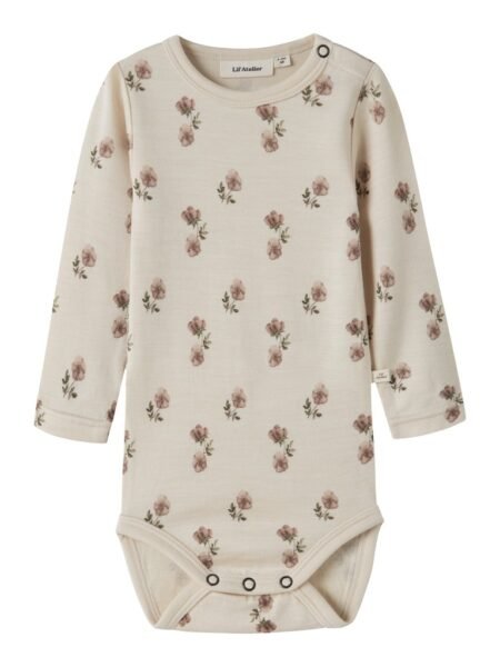 LIL ATELIER, NILO NUN Merinoull / Modal WO/MO LS SLIM BODY LIL NOOS, Turtledove FLOWER