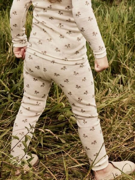LIL ATELIER, NALU WO/MO SLIM LEGGING LIL, Turtledove FLOWER/Blomster, MERINOULL/MODAL