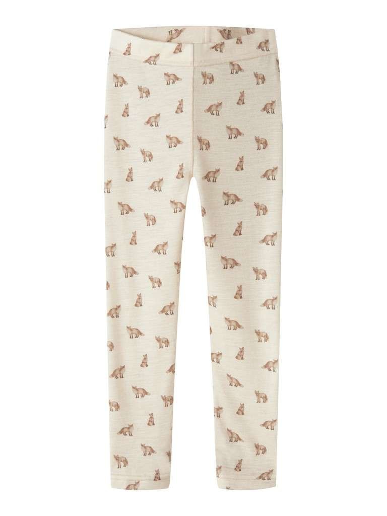 LIL ATELIER NALU, Merinoull/ Modal WO/MO SLIM LEGGING, Turtledove FOX, Offwhite Med Rev 92-116 - Bilde 3