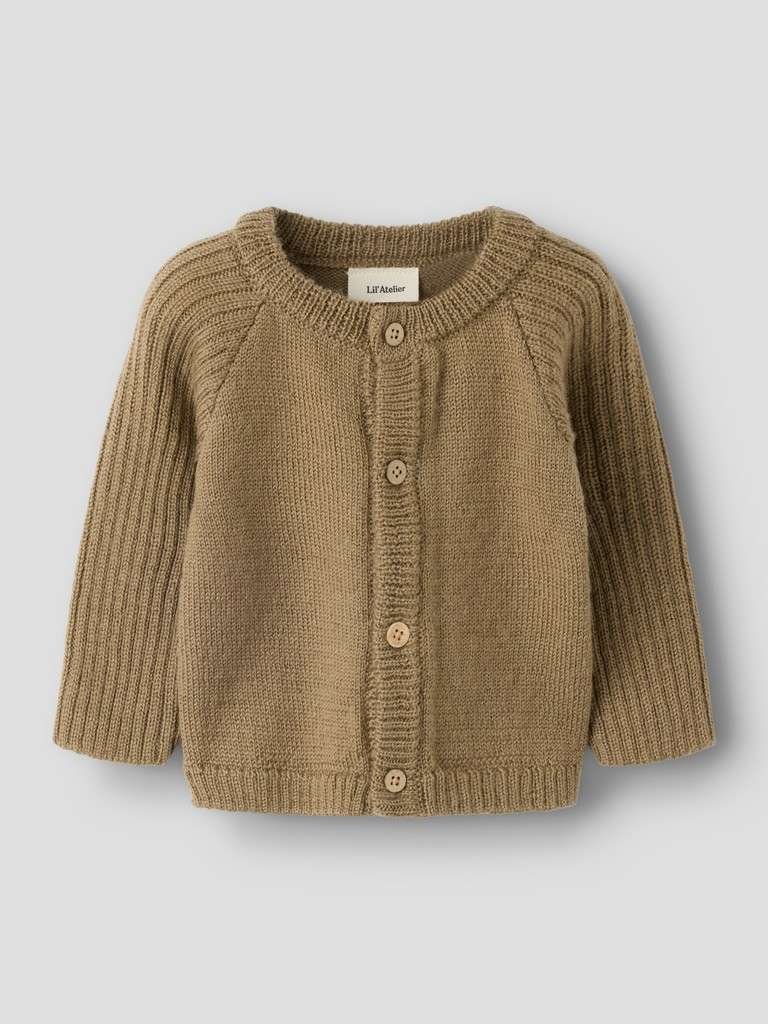 LIL ATELIER, NOMO NOA WOOL LS KNIT CARD LIL, Strikkejakke i Merinoull, Sepia Tint/Brun