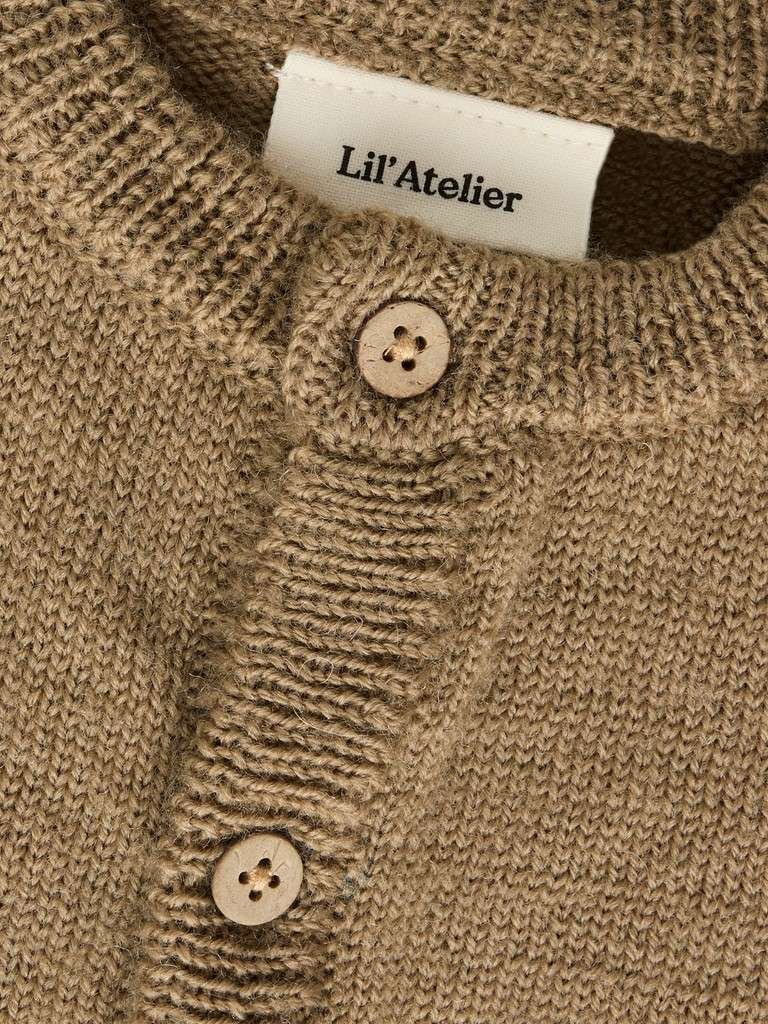 LIL ATELIER, NOMO NOA WOOL LS KNIT CARD LIL, Strikkejakke i Merinoull, Sepia Tint/Brun - Bilde 2