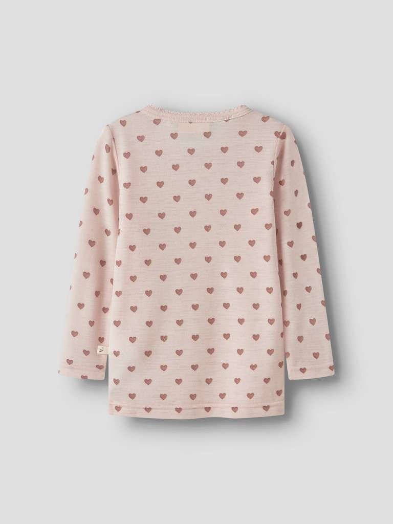 LIL ATELIER NOEL NIA WOOL LS SLIM TOP , Trøye/ Genser I Merinoull, Morganite HEART - Bilde 4