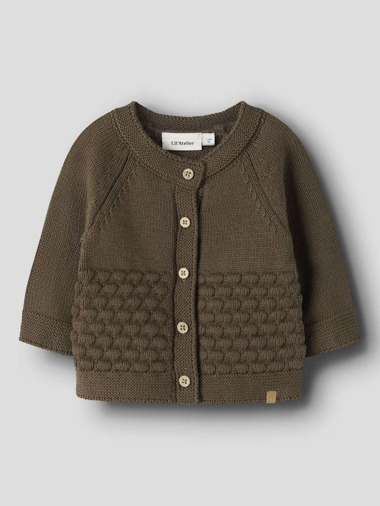 LIL ATELIER NOBIR LS KNIT CARD, Strikkejakke I Bomull, Teak, Brun - Bilde 2