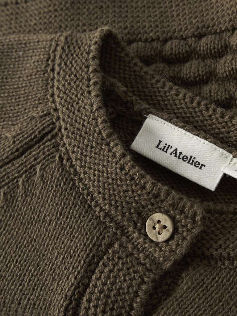 LIL ATELIER NOBIR LS KNIT CARD, Strikkejakke I Bomull, Teak, Brun - Bilde 3