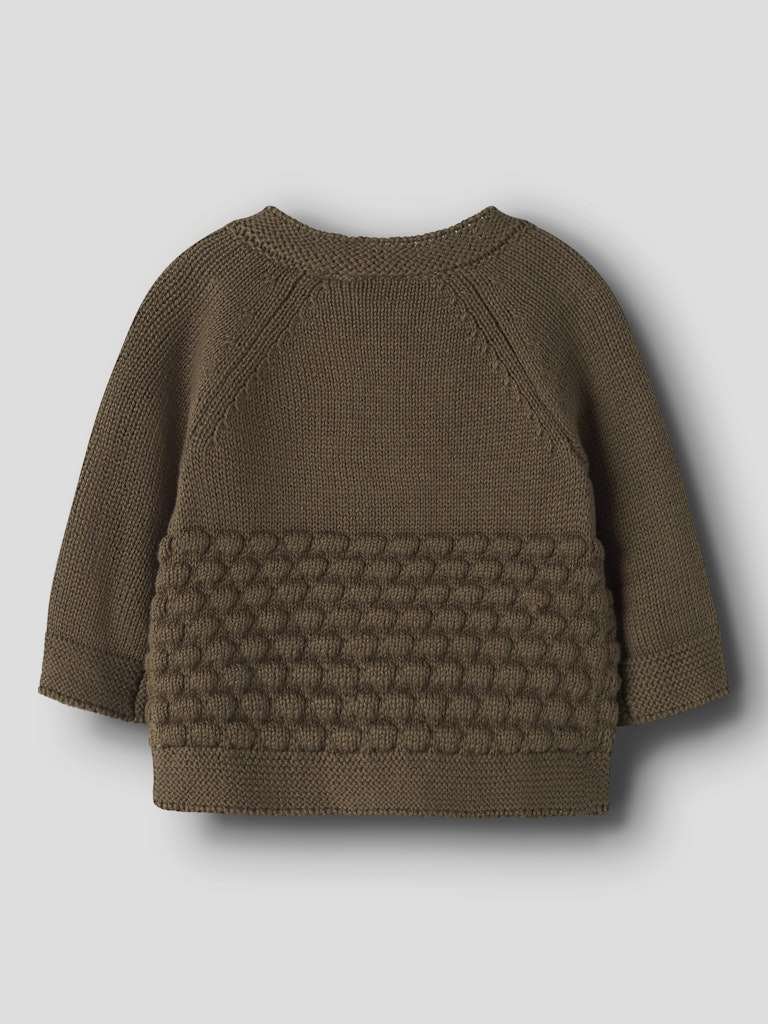LIL ATELIER NOBIR LS KNIT CARD, Strikkejakke I Bomull, Teak, Brun - Bilde 4