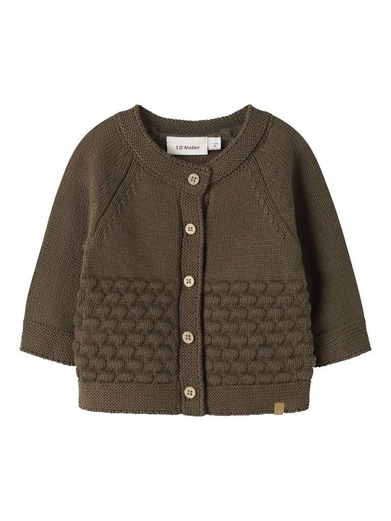 LIL ATELIER NOBIR LS KNIT CARD, Strikkejakke I Bomull, Teak, Brun - Bilde 5