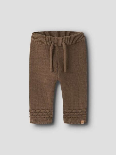 LIL  ATELIER NOBIR LOOSE KNIT PANT, Strikket Bukse I Bomull, Teak, Brun