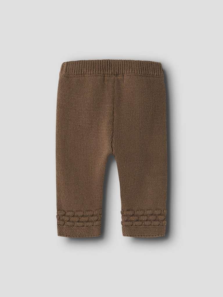 LIL ATELIER NOBIR LOOSE KNIT PANT, Strikket Bukse I Bomull, Teak, Brun - Bilde 4