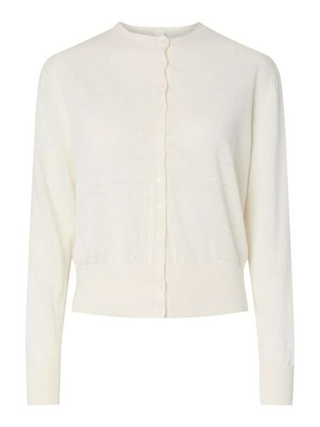 YAS LINNEA LS KNIT LINEN CARDIGAN, Lin Caredigan, pristine, Offwhite