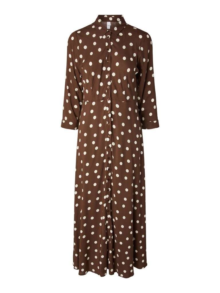 YAS SAVANNA LONG SHIRT DRESS S, Skjortekjole. NOOS, Pinecone Ecru dots print - Bilde 14