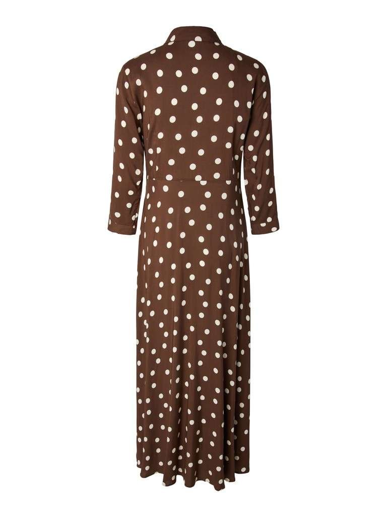 YAS SAVANNA LONG SHIRT DRESS S, Skjortekjole. NOOS, Pinecone Ecru dots print - Bilde 13