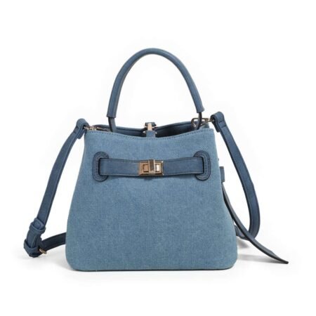 Rosenvinge JOY liten bucketbag / Veske med frontspenne - lys blå denim