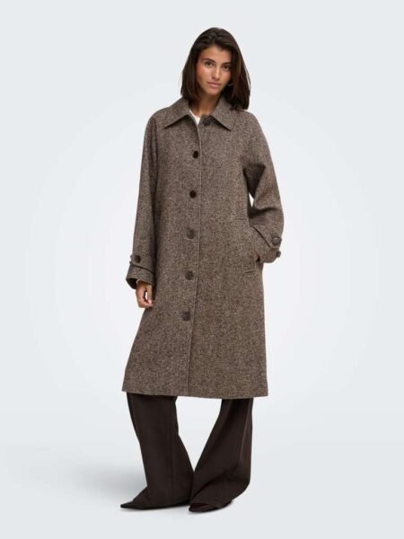 JDY VINGA HERRINGBONE LONG COAT , Kåpe, Chocolate Torte HERRINGBONE, Brun