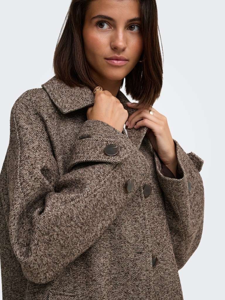 JDY VINGA HERRINGBONE LONG COAT , Kåpe, Chocolate Torte HERRINGBONE, Brun - Bilde 5