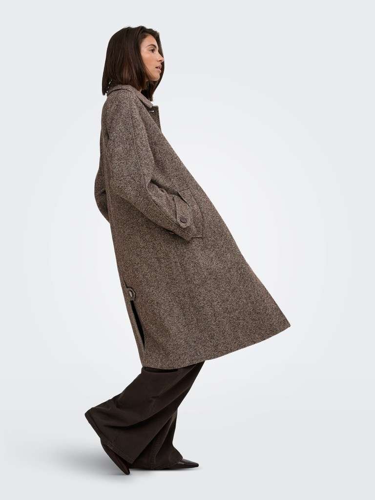 JDY VINGA HERRINGBONE LONG COAT , Kåpe, Chocolate Torte HERRINGBONE, Brun - Bilde 3