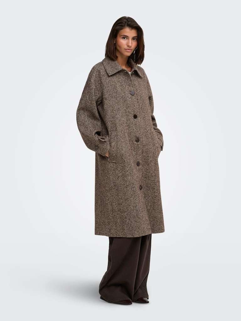 JDY VINGA HERRINGBONE LONG COAT , Kåpe, Chocolate Torte HERRINGBONE, Brun - Bilde 2