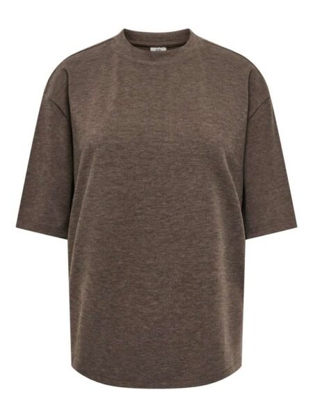 JDY VITA LIFE S/S O NECK TOP JRS DIA, T-skjorte, Coffee Bean MELANGE/Brun